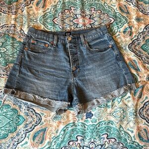 Gap denim high rise button fly shorts size 6/28